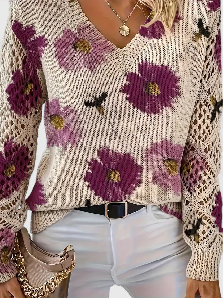 Aurélie | Elegant jumper with floral pattern