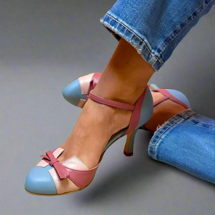 Dalia™ | Multicoloured Heels with Strap and Decorative Bow