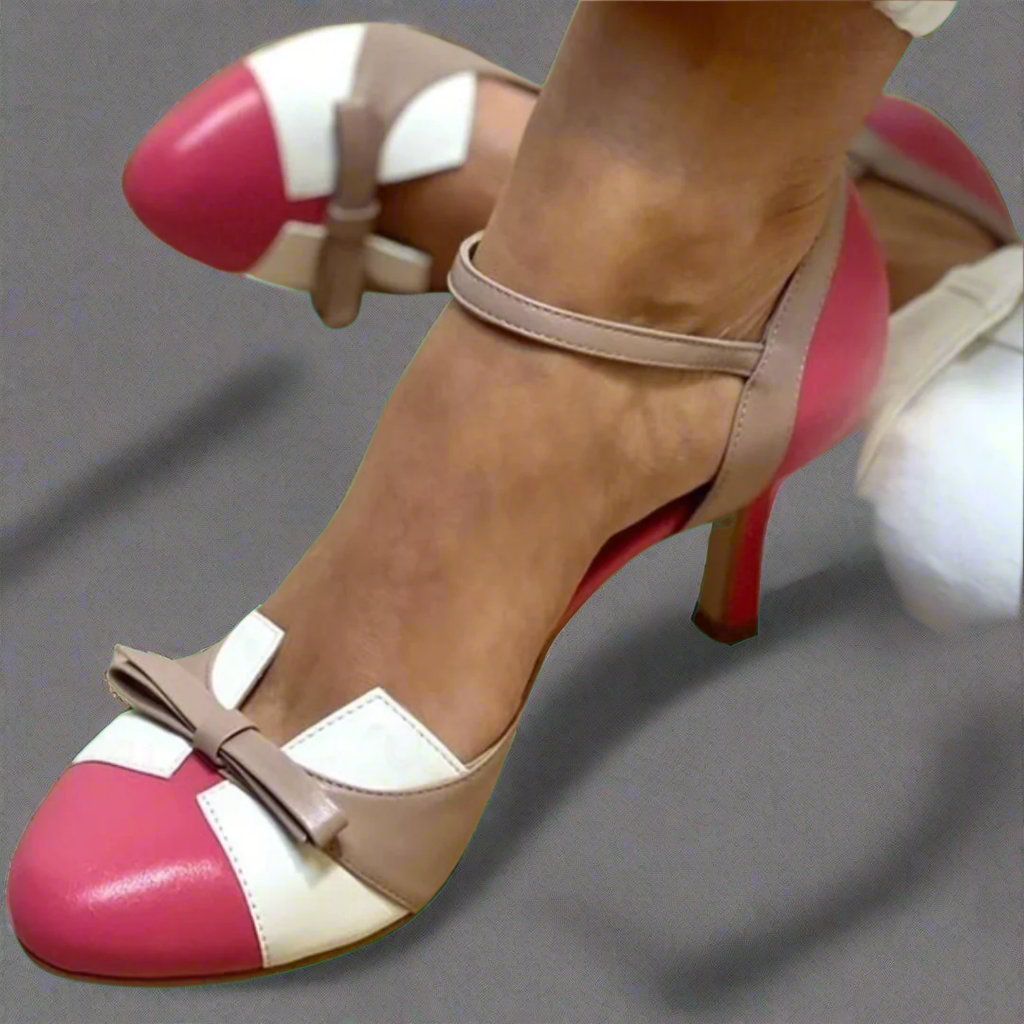 Dalia™ | Multicoloured Heels with Strap and Decorative Bow