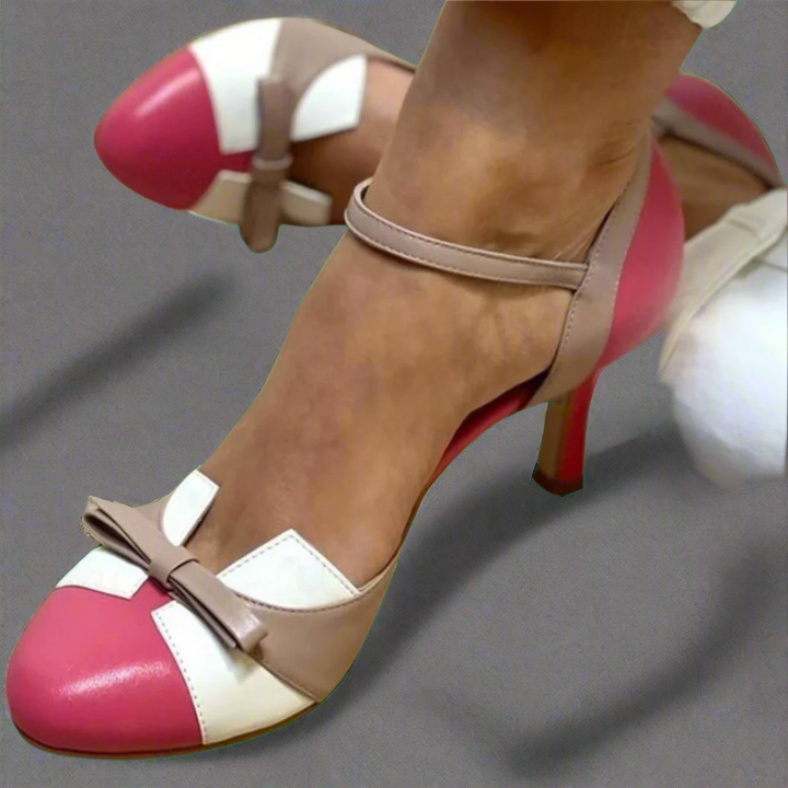 Dalia™ | Multicoloured Heels with Strap and Decorative Bow
