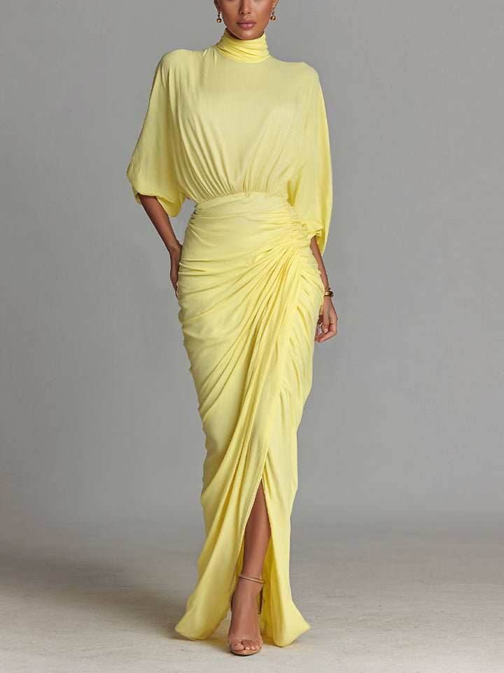 Maxi Dress Comfortable in Bright Yellow Mix