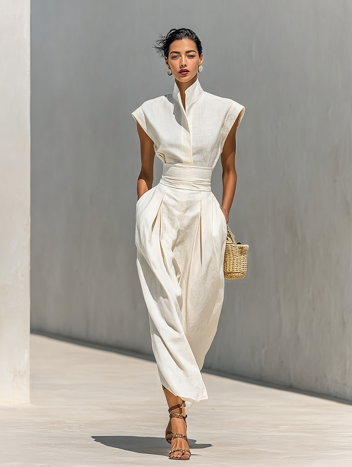 Maxi Dress Made of 100% Cotton with Notched Collar and Hood