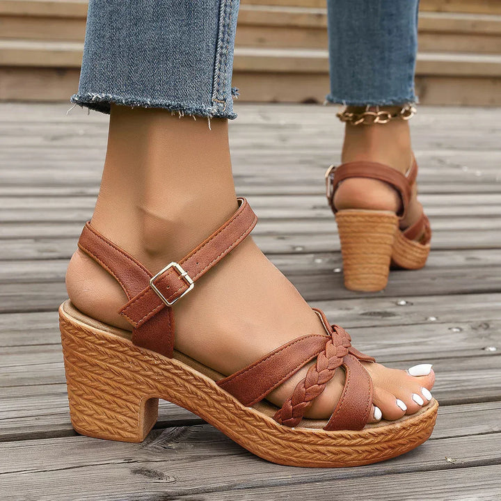 Lina™ | Woven Heeled Sandals with Adjustable Straps