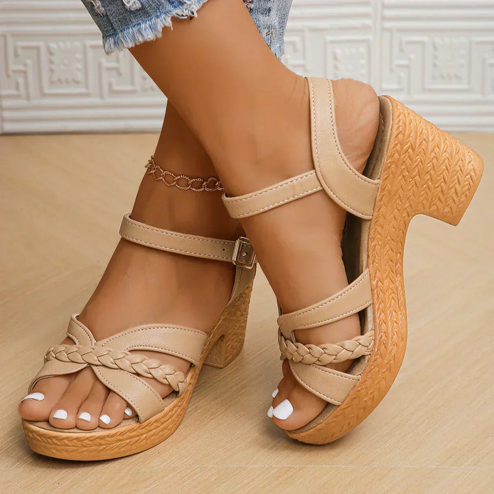 Lina™ | Woven Heeled Sandals with Adjustable Straps