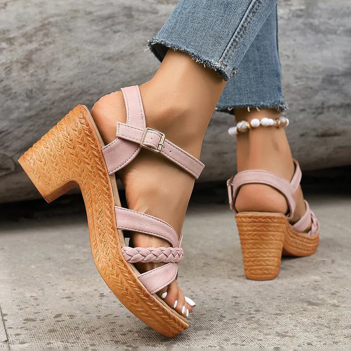Lina™ | Woven Heeled Sandals with Adjustable Straps