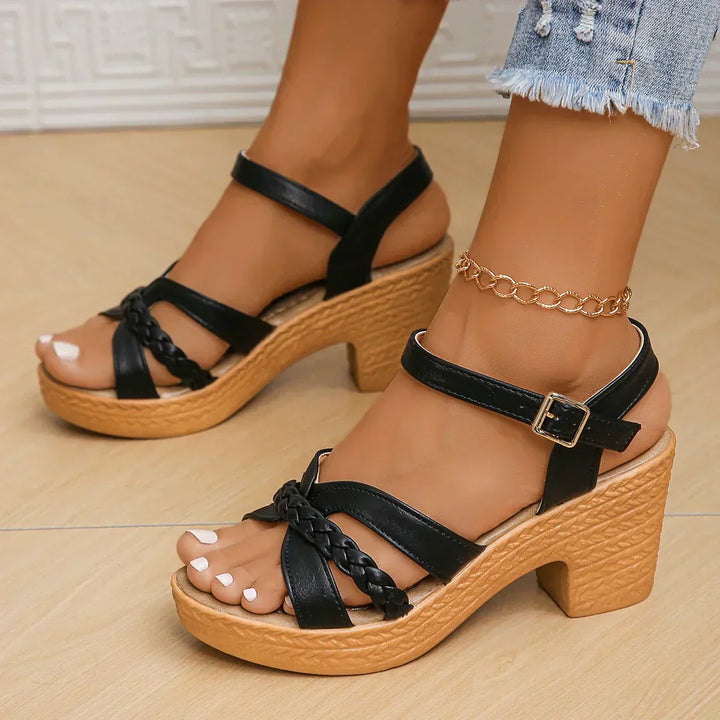 Lina™ | Woven Heeled Sandals with Adjustable Straps