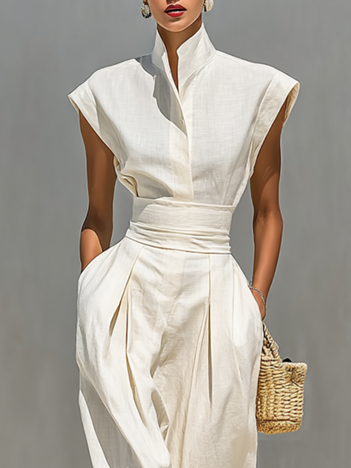 Maxi Dress Made of 100% Cotton with Notched Collar and Hood