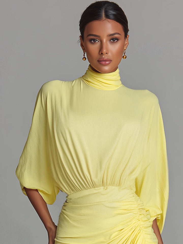 Maxi Dress Comfortable in Bright Yellow Mix