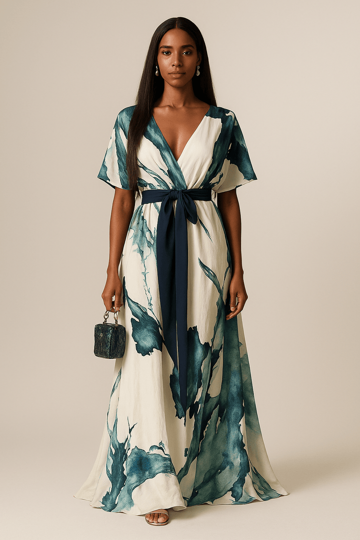 Nayla™ | Long Watercolour Print Dress