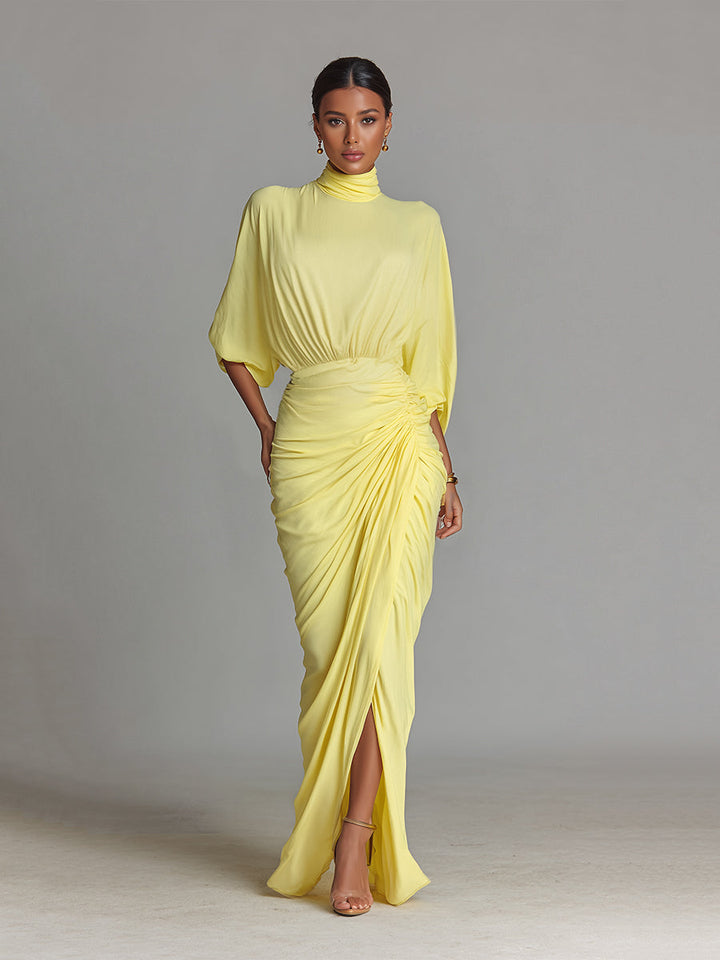 Maxi Dress Comfortable in Bright Yellow Mix